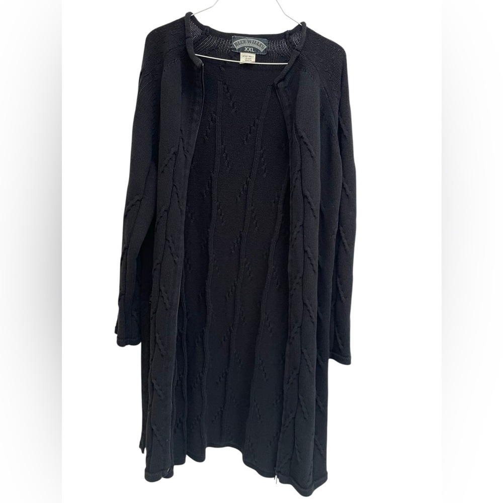 Vintage 100% Cotton Zip-Up Long Cardigan Sweater • Made in Denmark